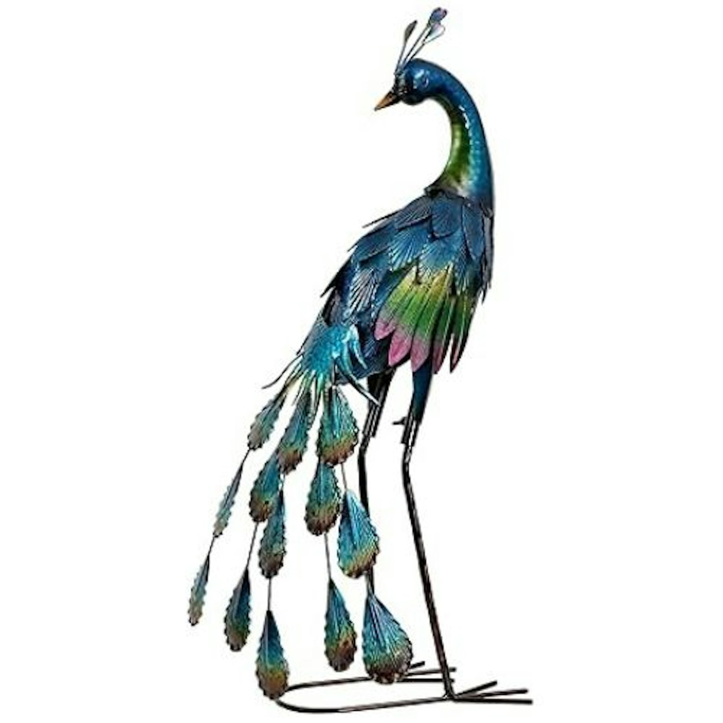 Standing Metal Peacock Sculpture