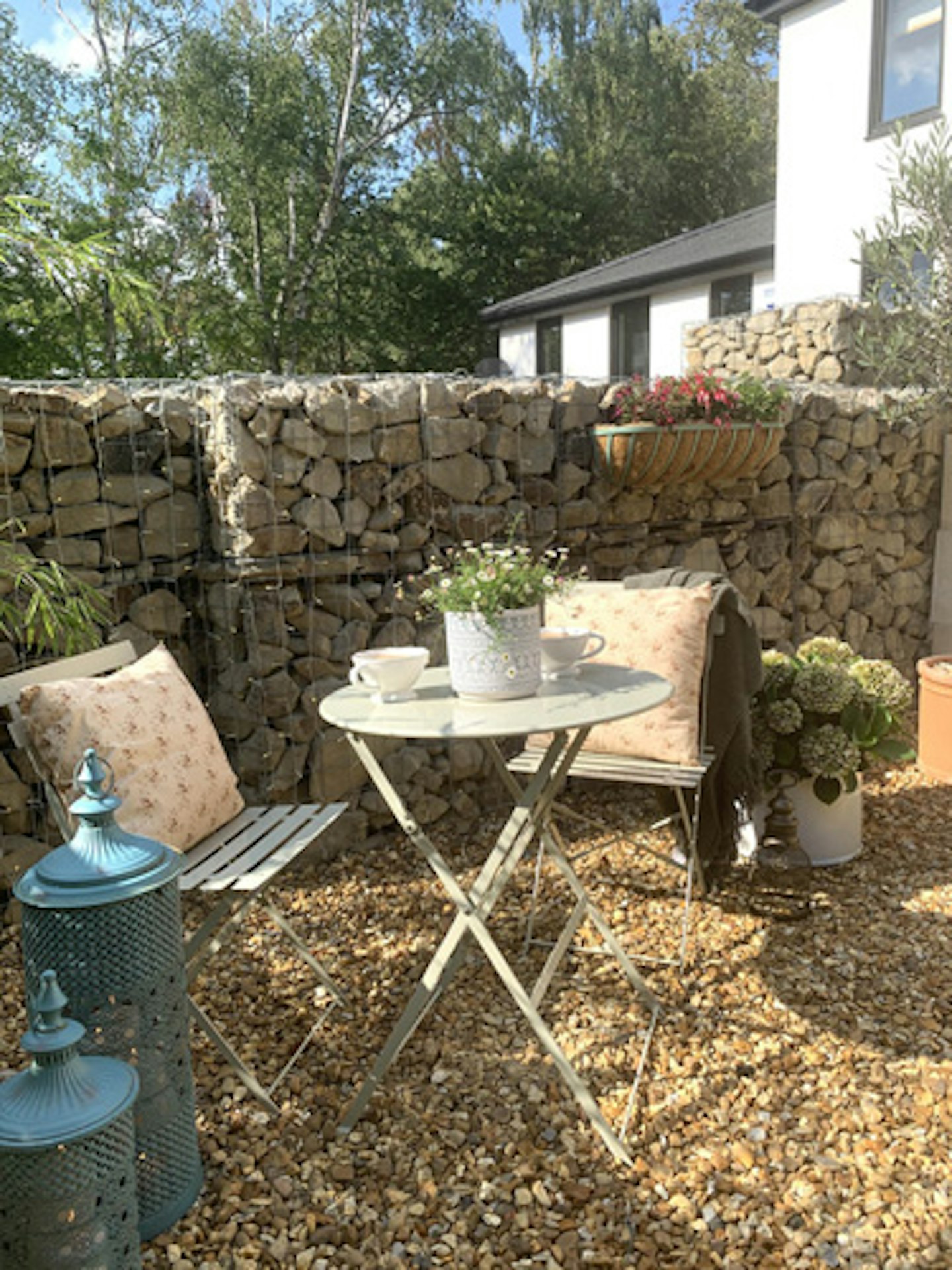 bistro set on gravel garden