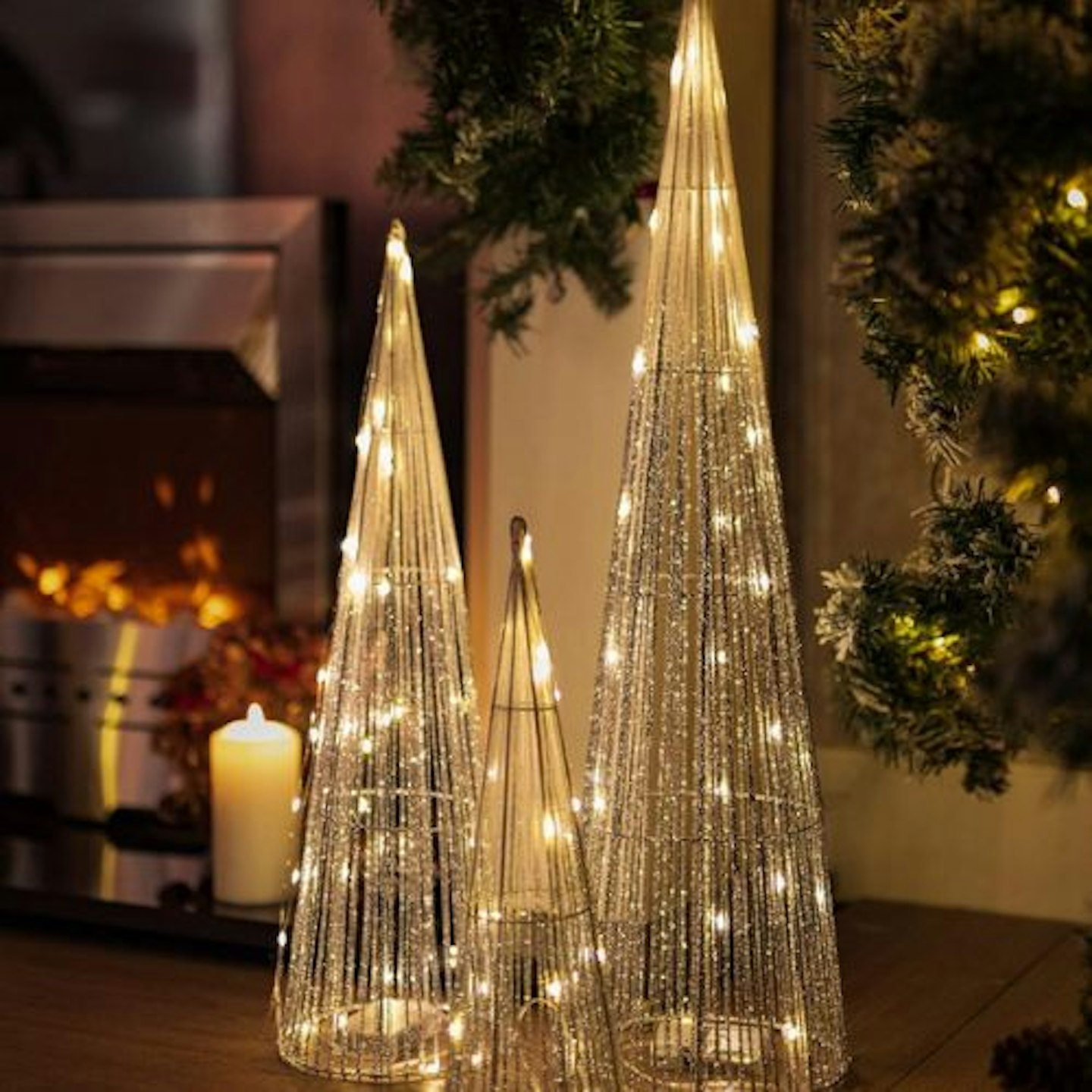  Marco Paul Interiors Traditional Sliver Light Up Christmas Tree Set