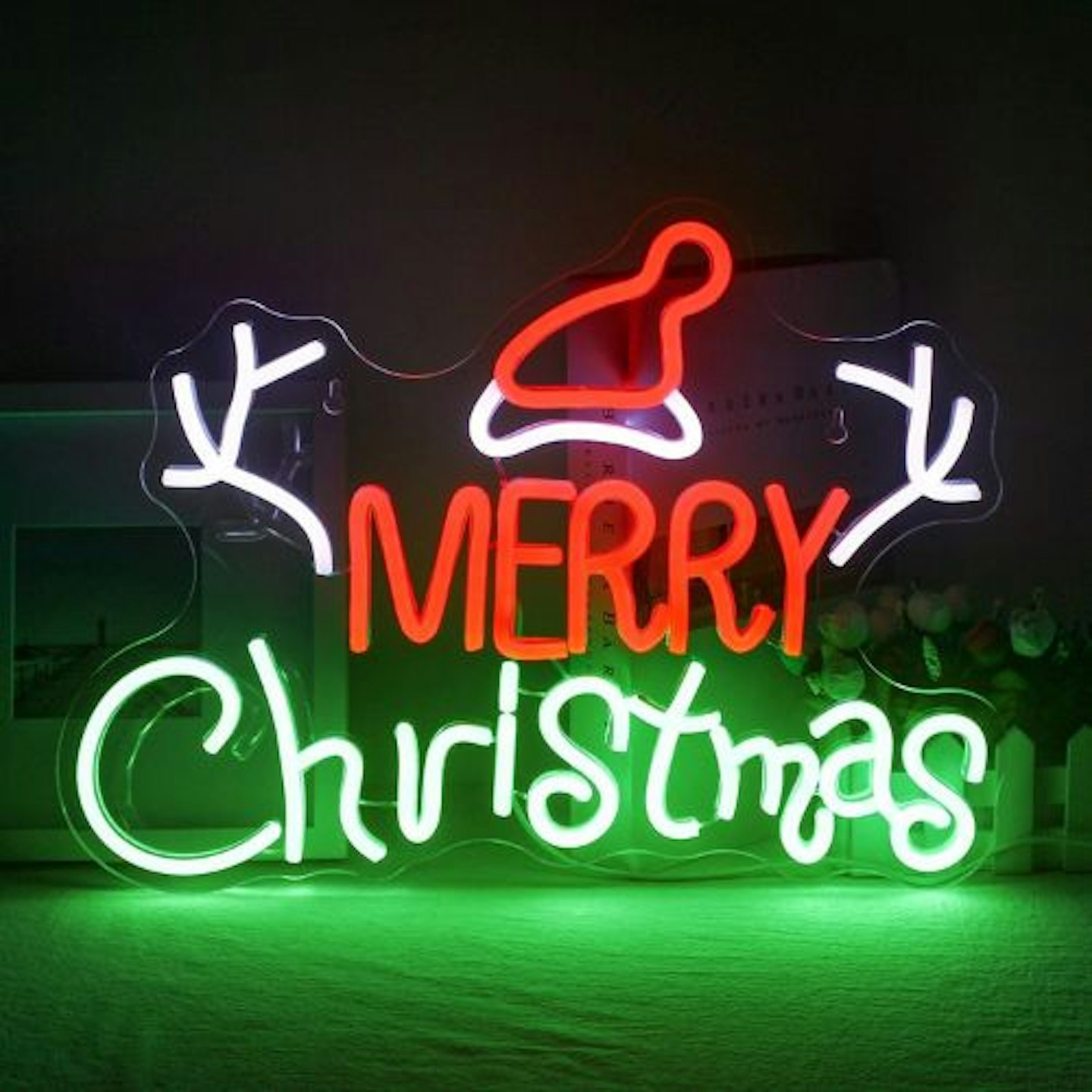 Merry Christmas Neon Signs Green Red Letters Neon Light with Switch for Wall Decor LED Neon Light Sign for Christmas Party, New Year, Holiday Decoration...