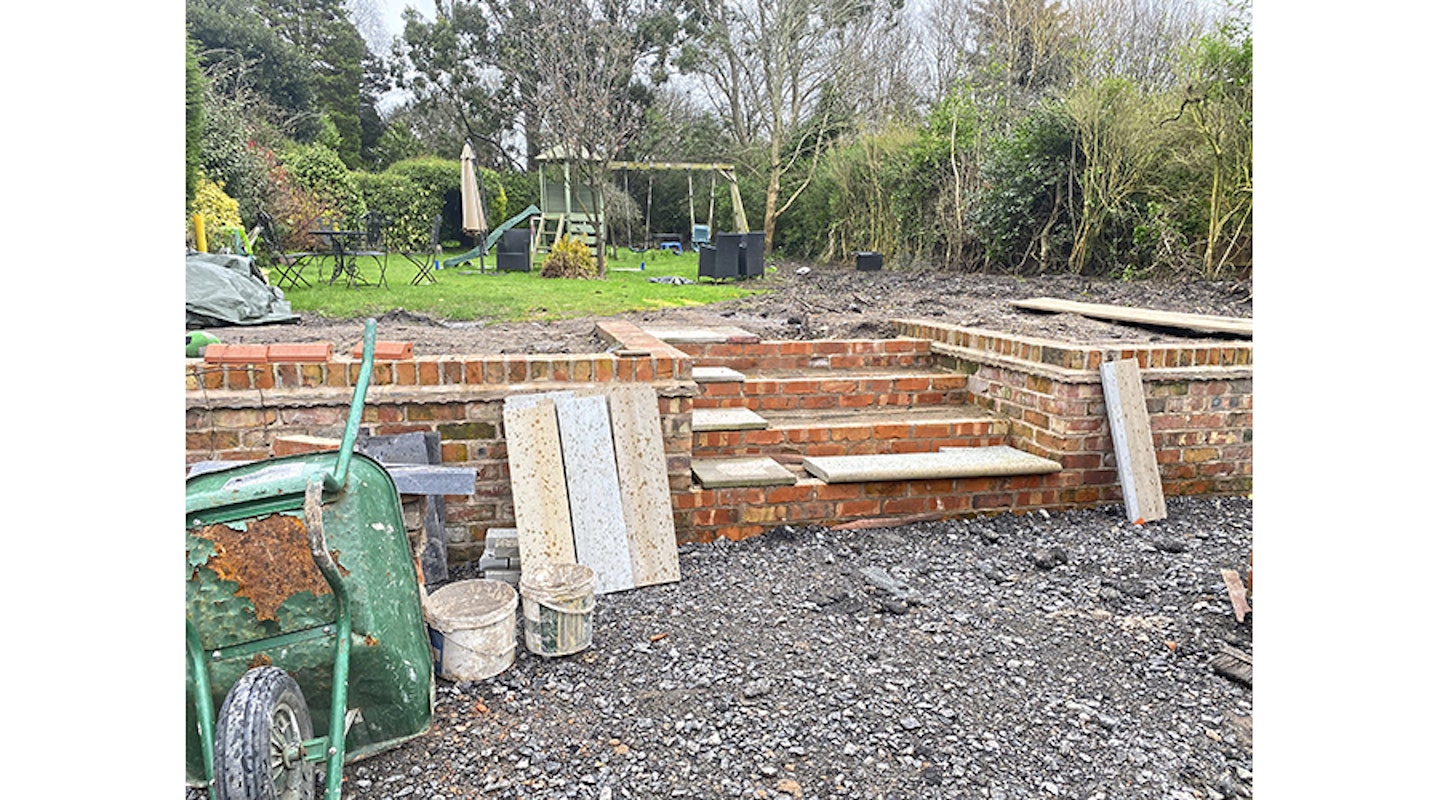 Installing wide steps in garden