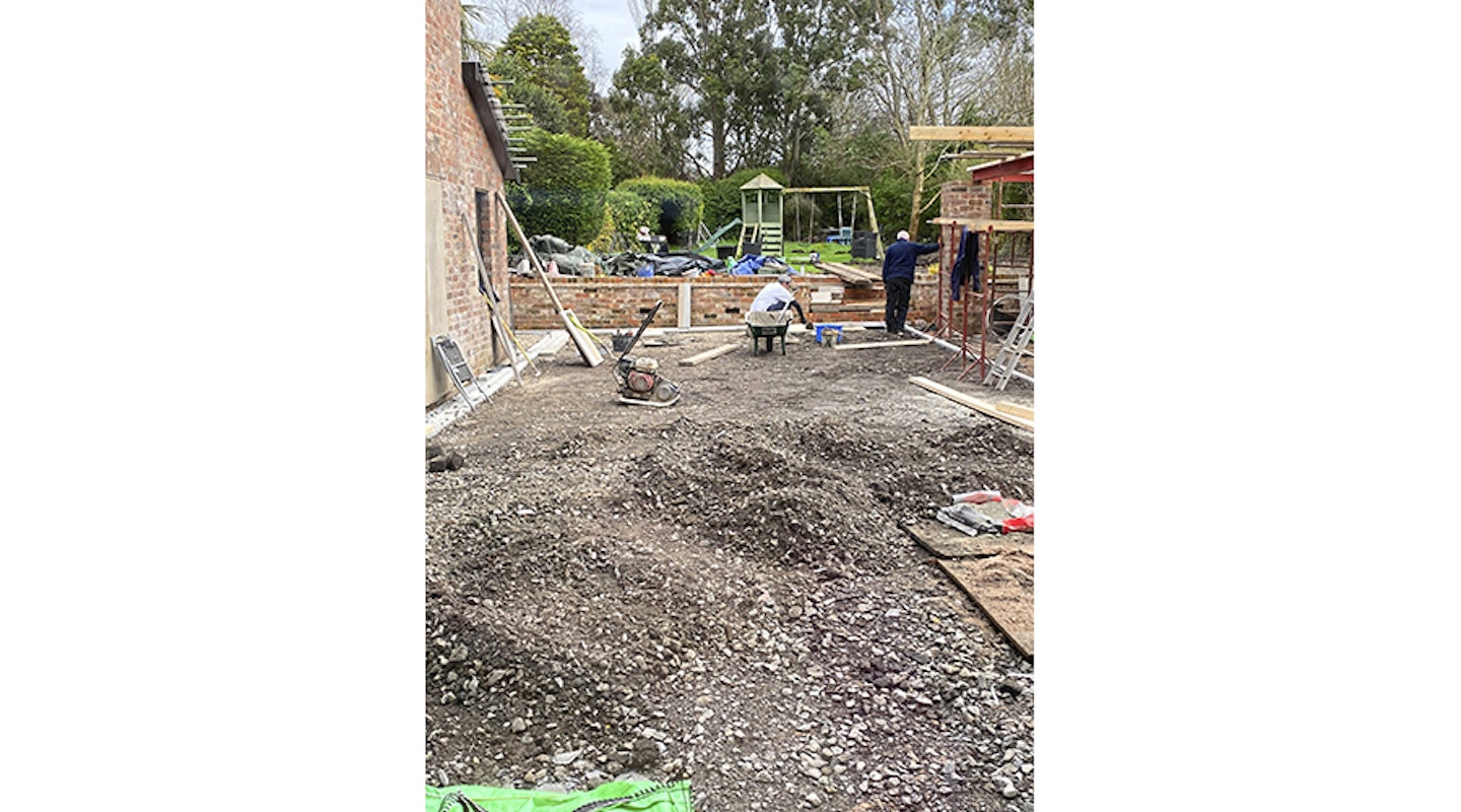 Laying foundations for a patio
