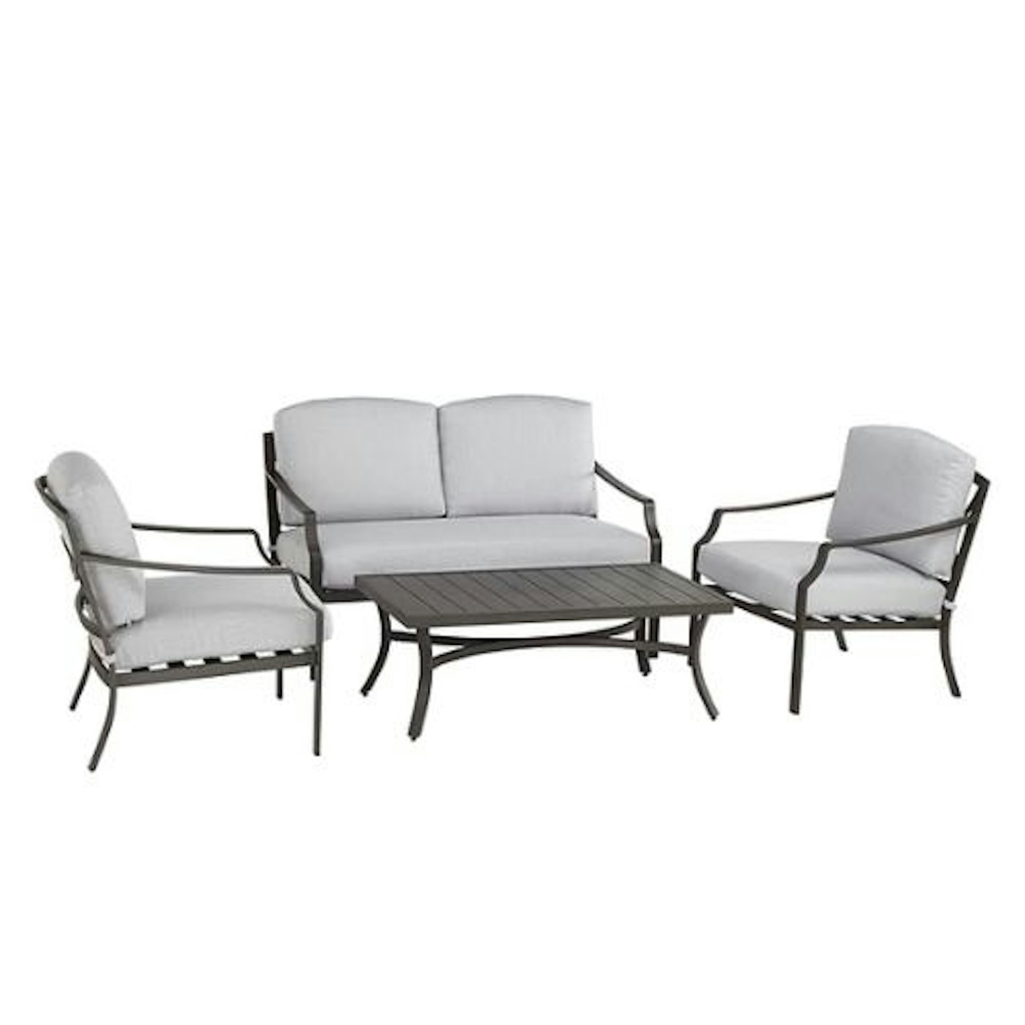 John Lewis Marlow Aluminium 4 Seater Garden Lounge Set, Black/Grey