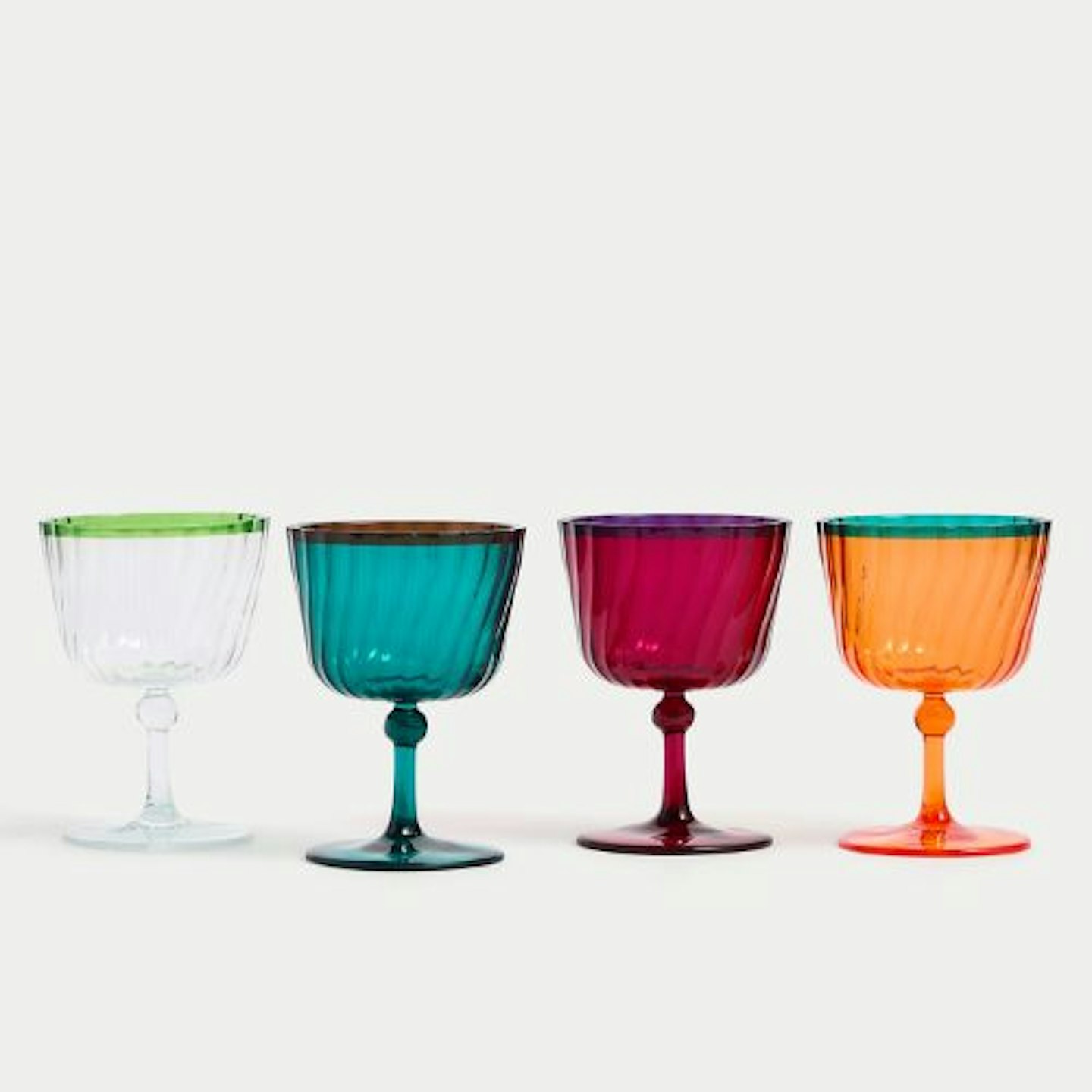 Set of 4 Ikat Brights Two-Tone Wine Glasses