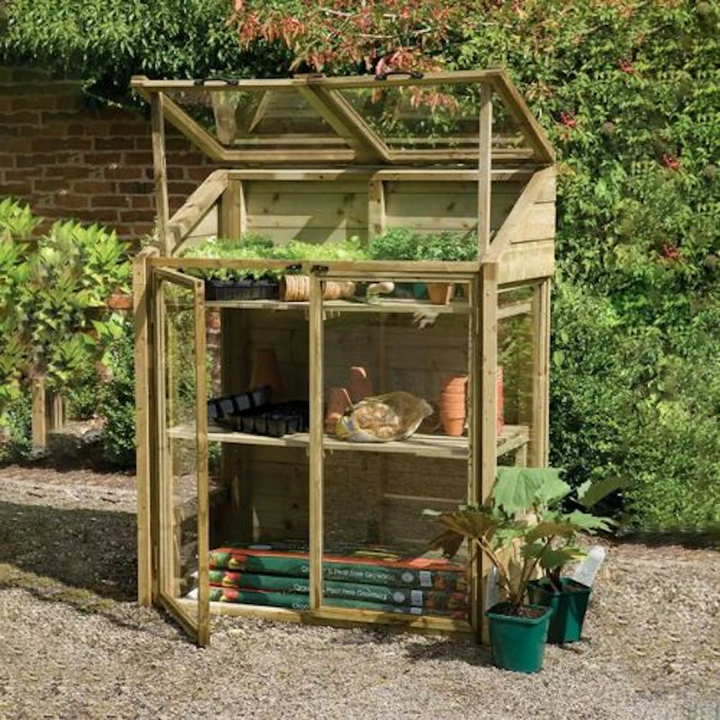 4'x2' Forest Wooden Small Mini Lean To Greenhouse 