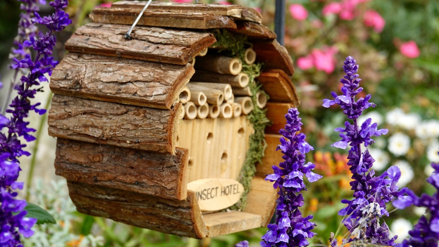 Handmade garden hotel for bees