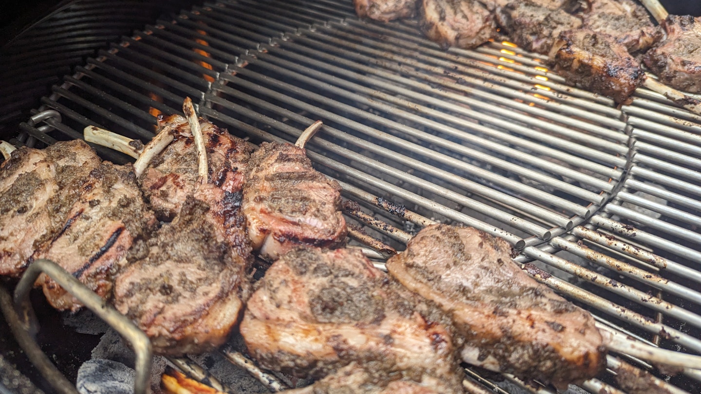 Cooking Chops on BBQ Grill