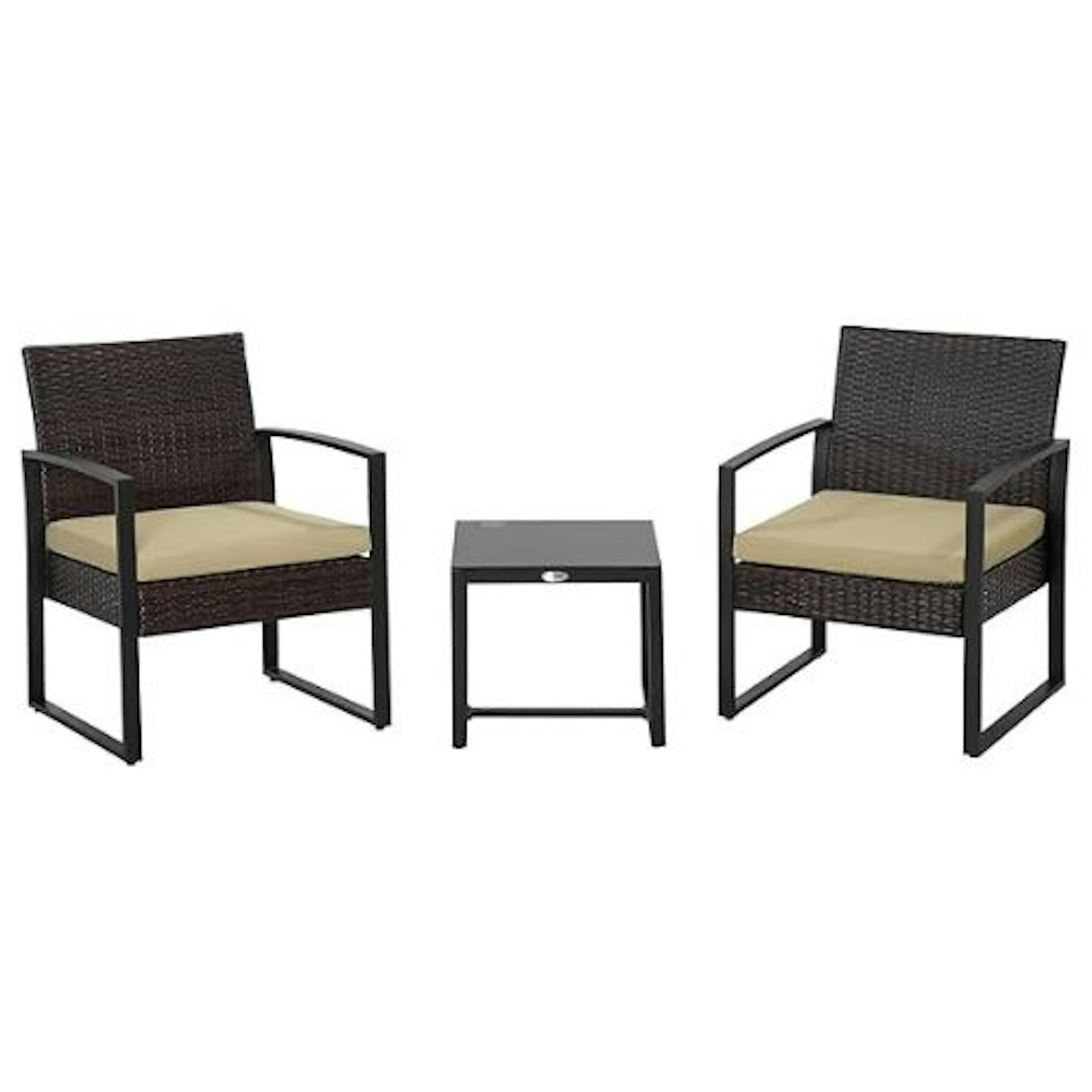 Outsunny 3 Pieces Outdoor Rattan Bistro Set