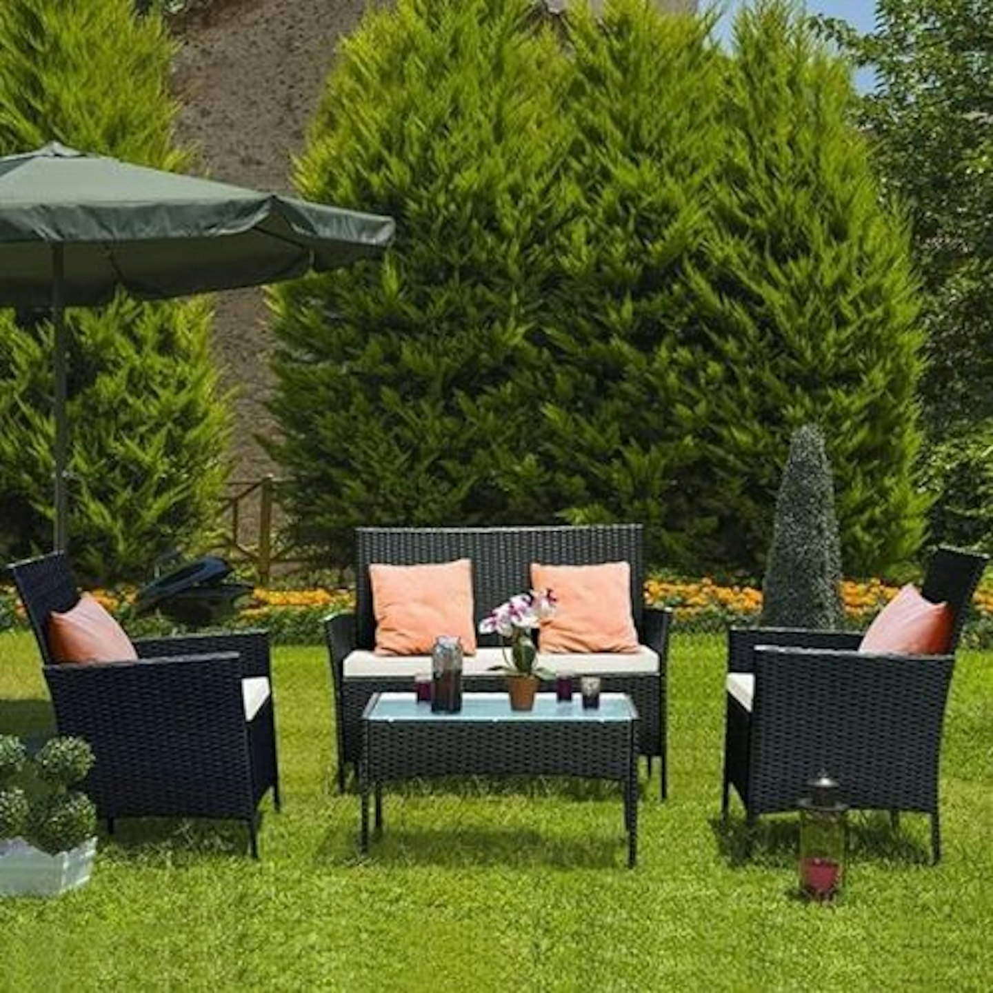 bigzzia Rattan Garden Furniture Set