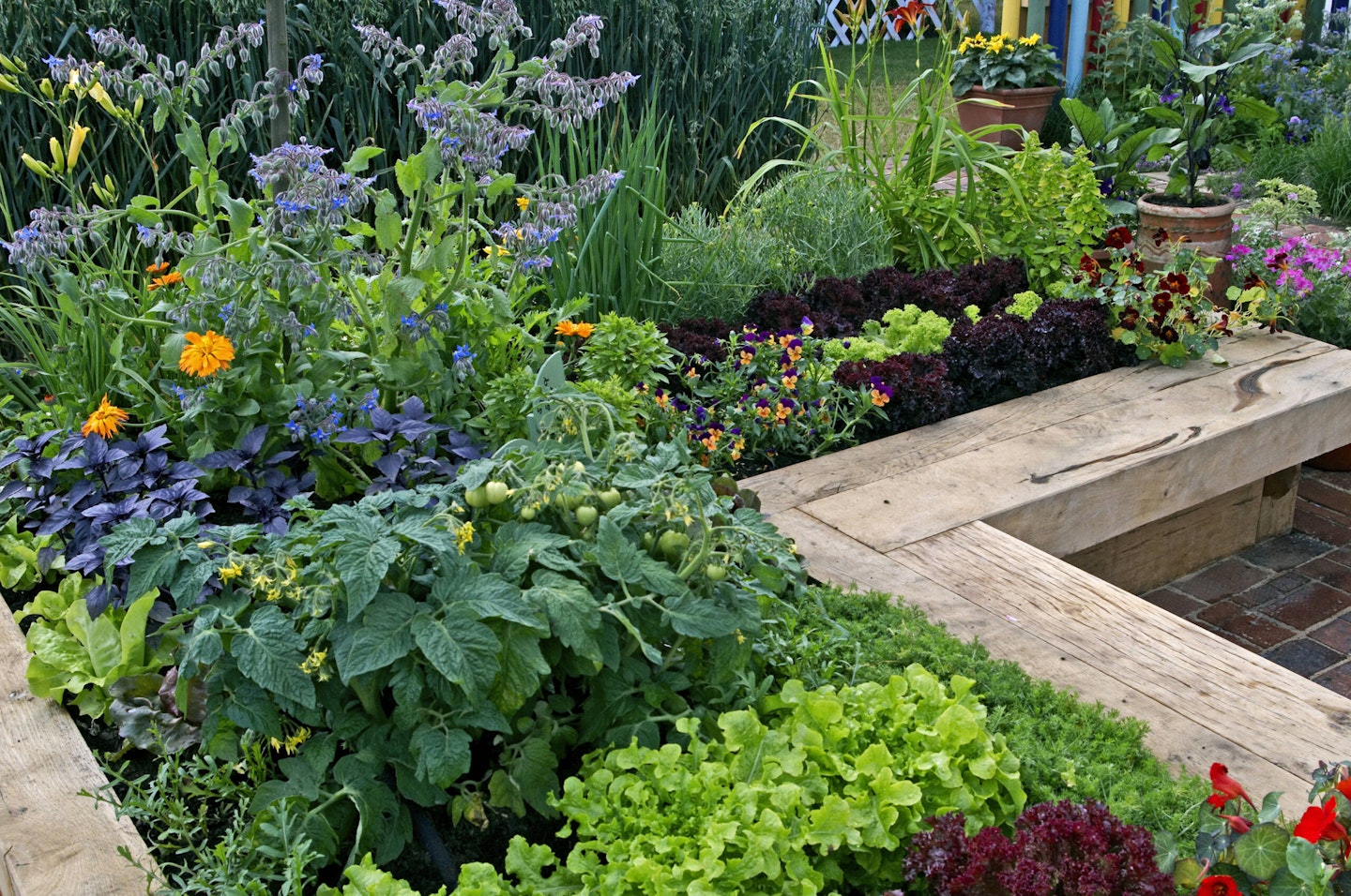 raised wooden flower bed