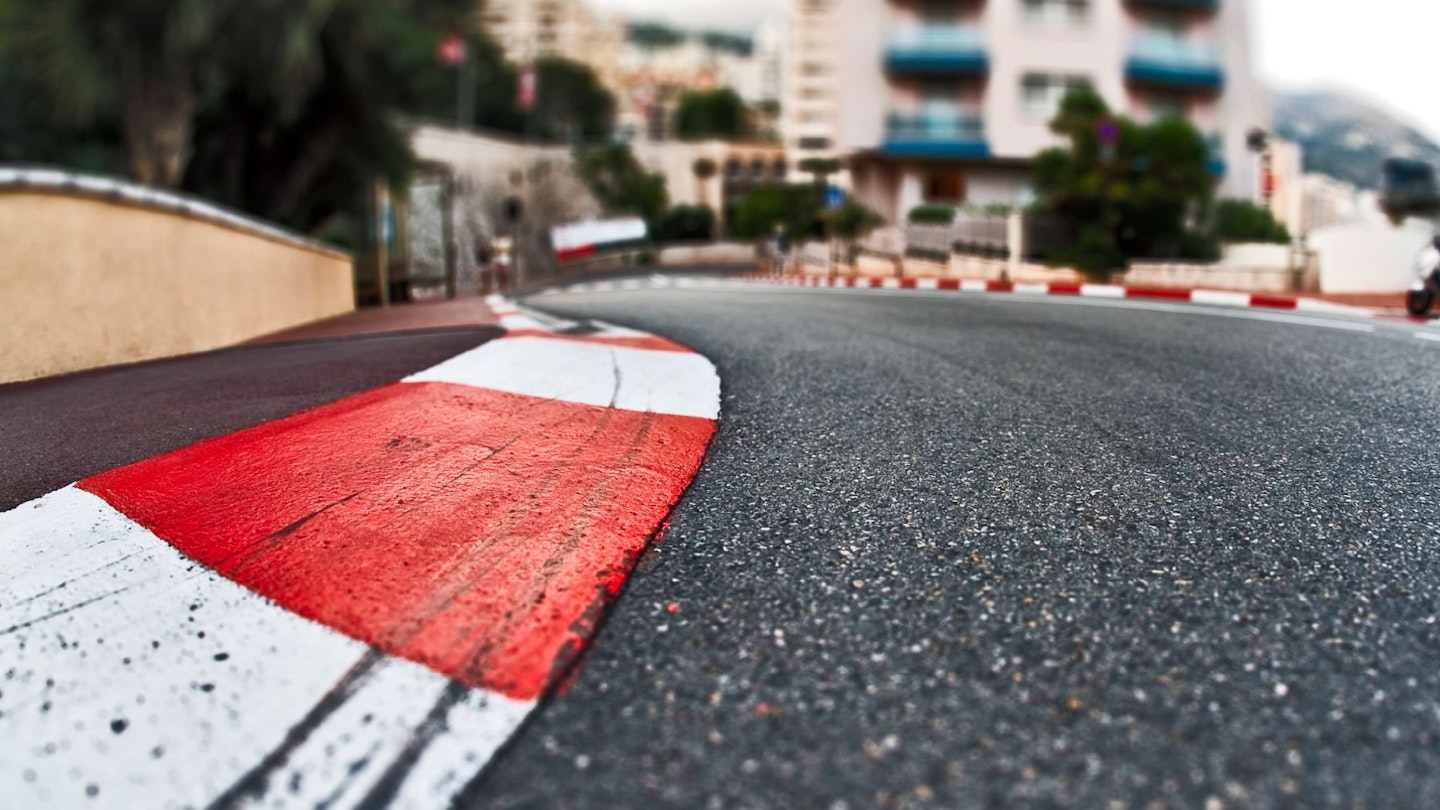 The red and white racing line in Monaco