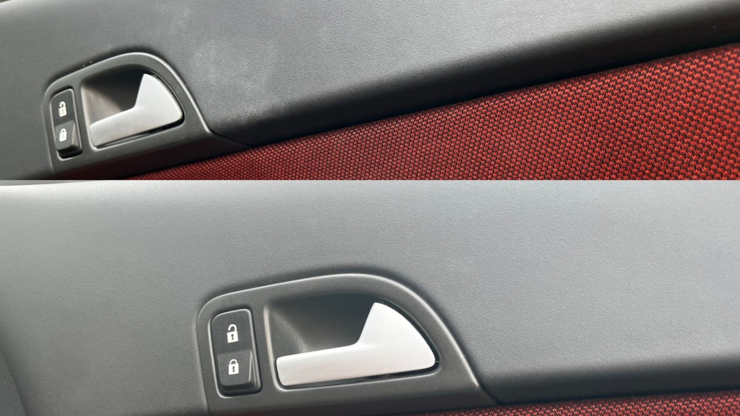 Before and after using Duel Autocare Satin Interior Detailer