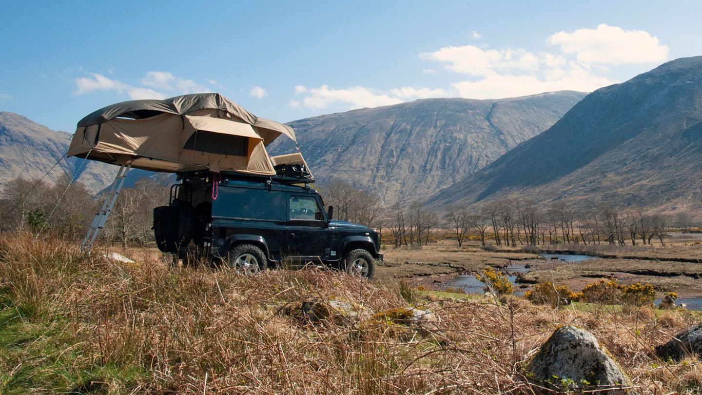 Wild camping in Scotland with a Land Rover and rooftop tent