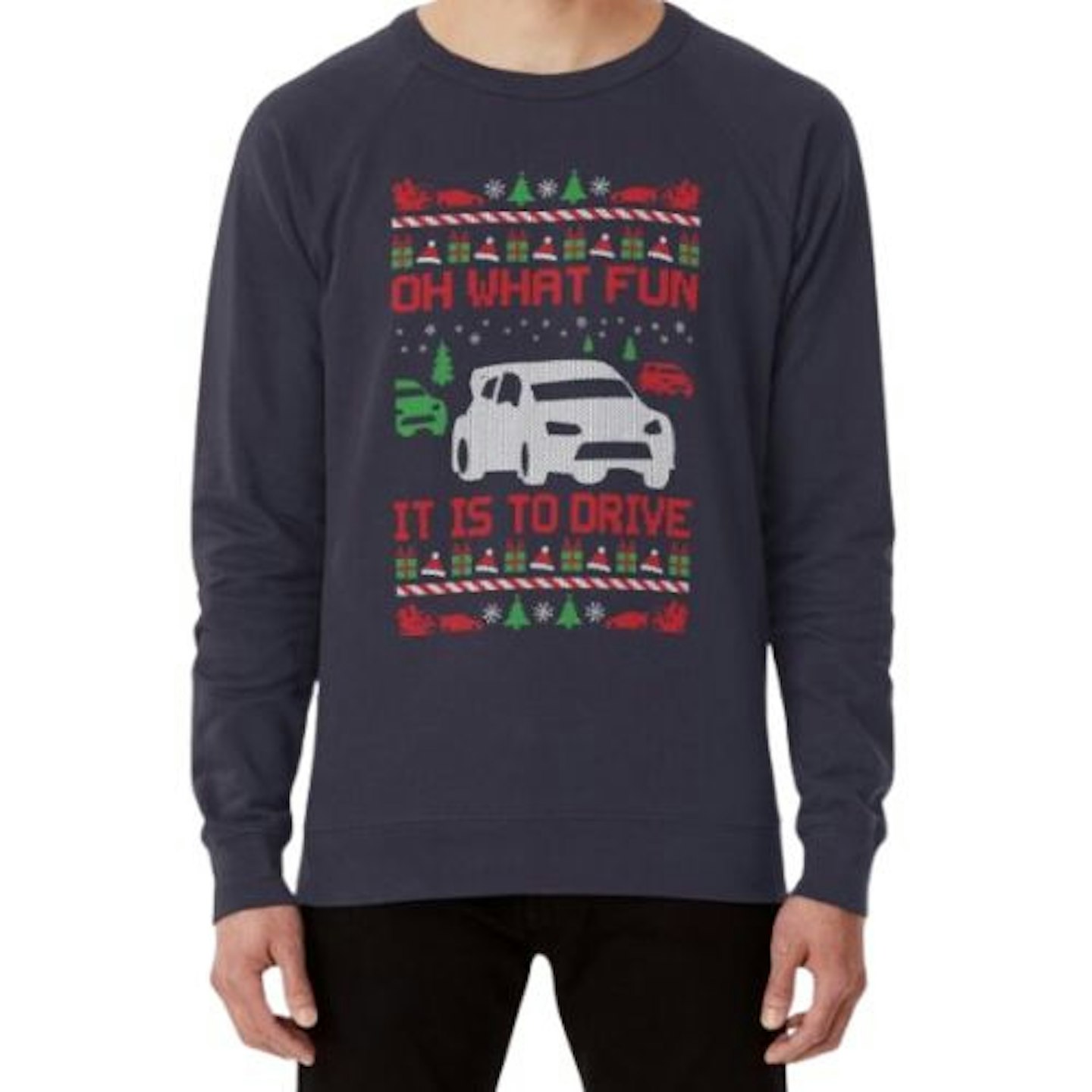 Rally Car Race Christmas Lightweight Sweatshirt