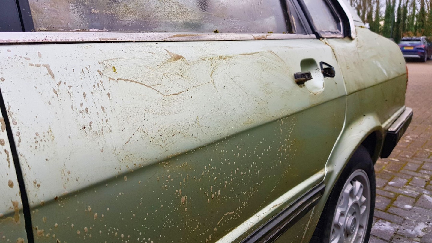 Prewash applied to side of Audi 80