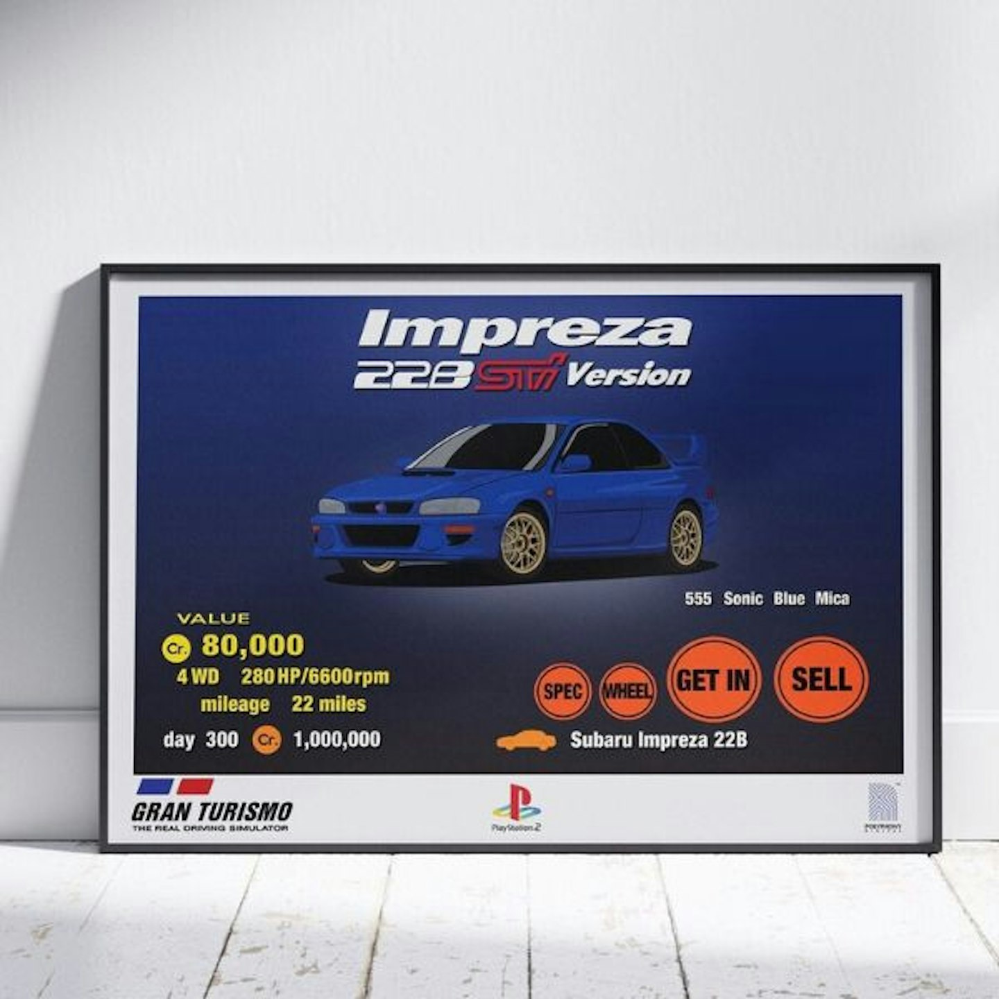 Gran Turismo 3 Subaru Impreza 22B STi Garage Poster