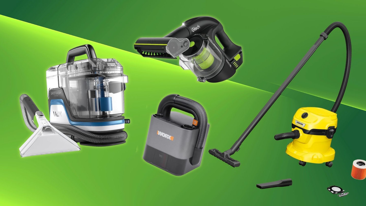 A selection of Black Friday vacuum deals on a green background
