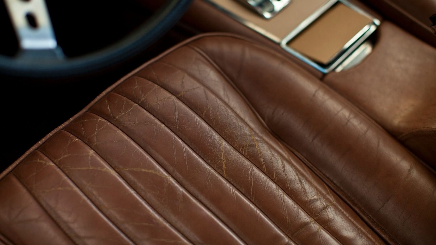 A brown classic leather car seat