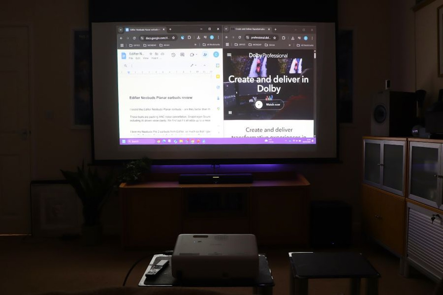 Epson CO-W01 Data Projector in a lounge with documents open
