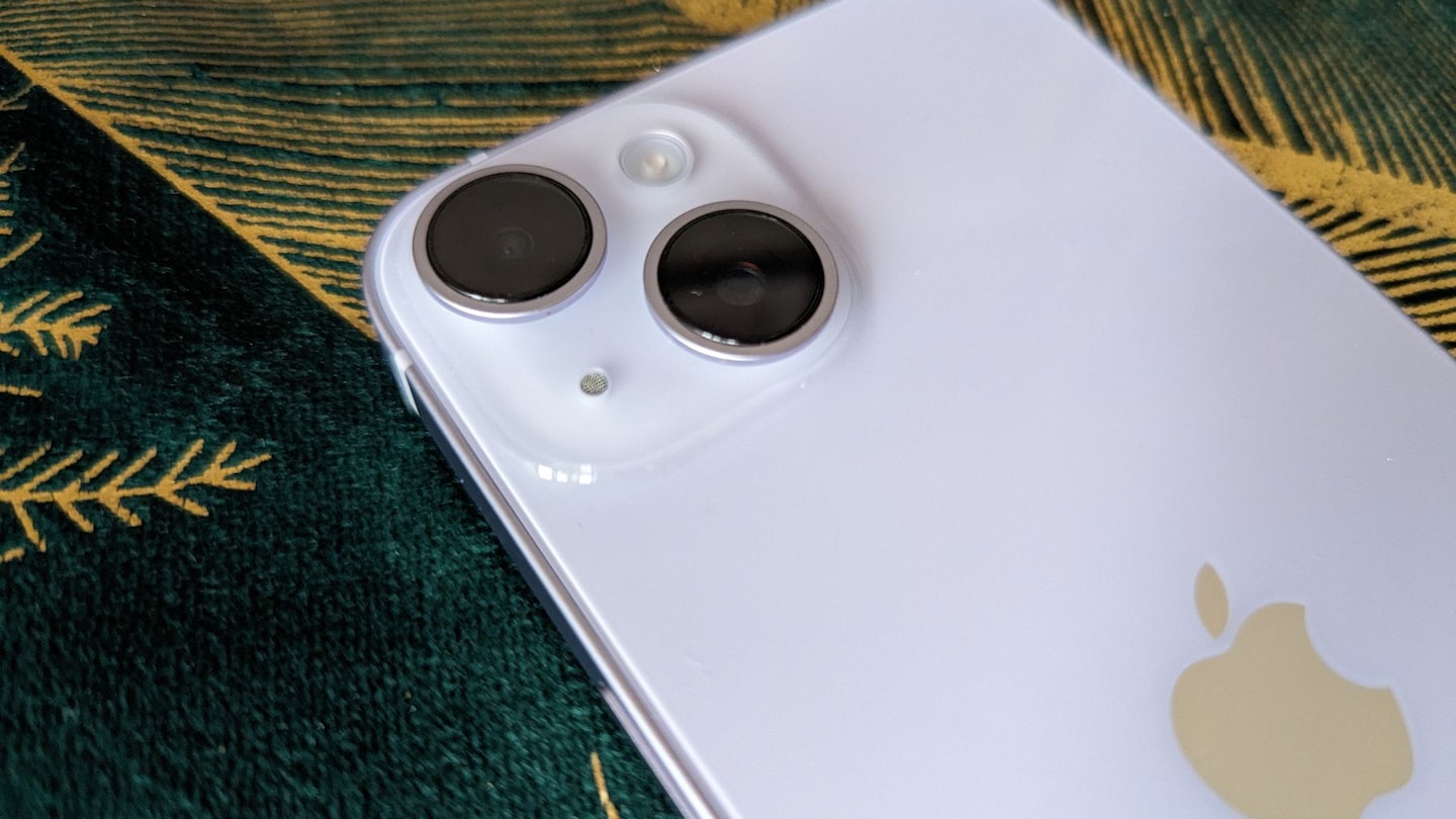 Close up of iPhone 14 rear camera array