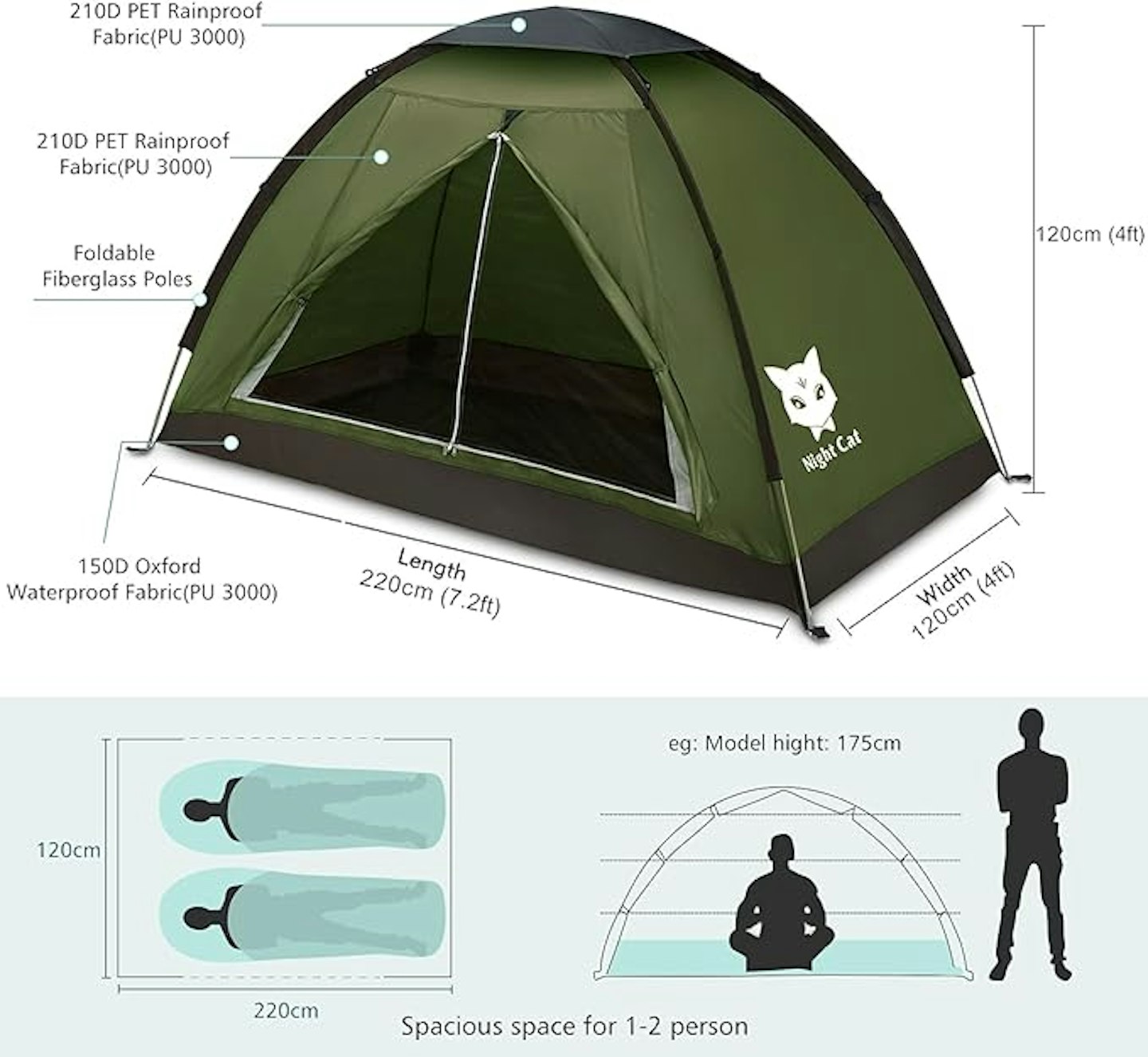 Night Cat Camping Tent for 1 2 Person Best festival tents