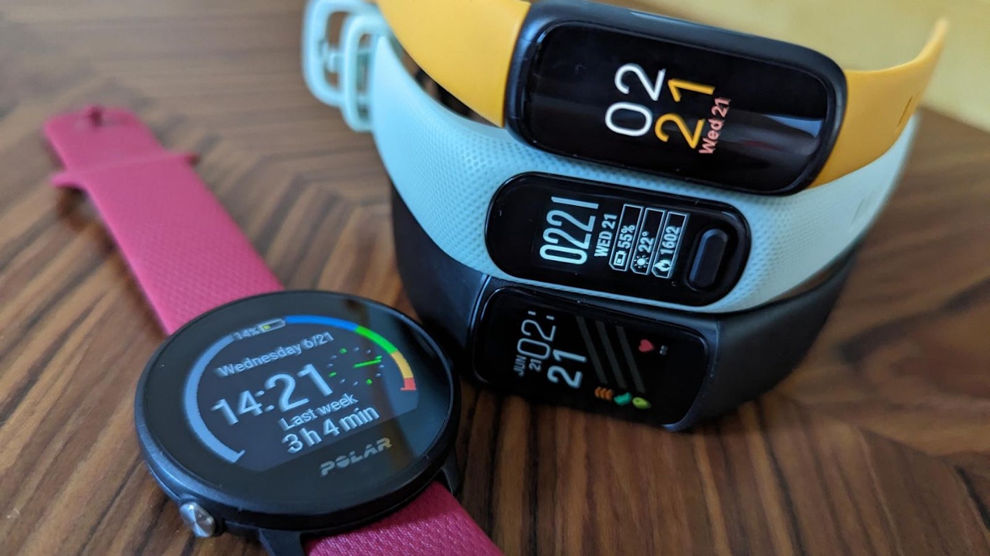 Polar Unite, Fitbit Inspire 3, Garmin vivosmart 5 and Fitbit Charge 5 fitness trackers