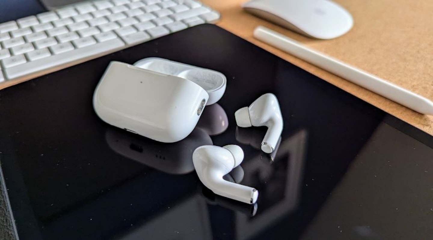 Apple AirPods Pro 2 on top of iPad