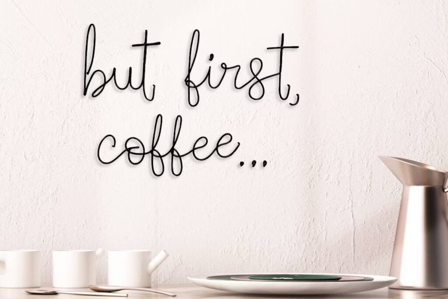 Wire Wall Words 'But First Coffee…'