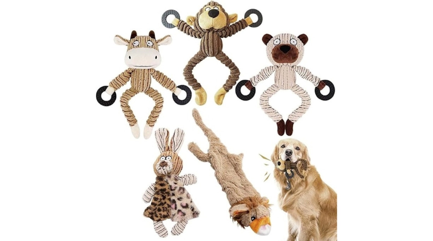 SIMSPEAR 5Pcs Squeaky Dog Plush Toy Set