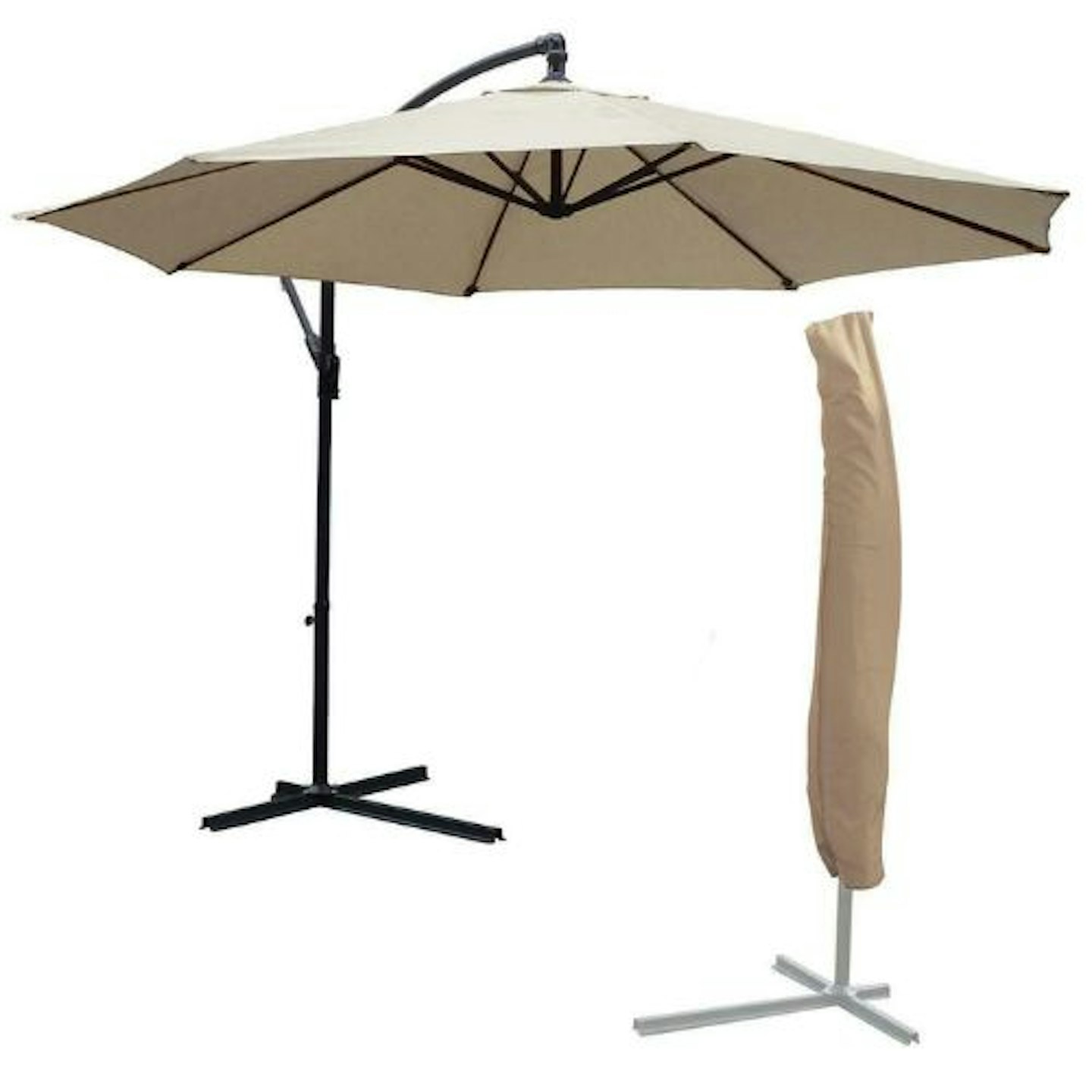 3m Large Mocha and Cover Cantilever Outdoor Parasol