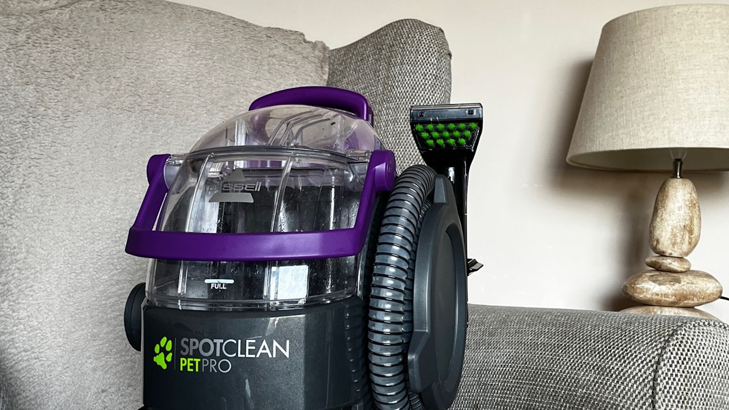 The BISSELL SpotClean Pet Pro on a cahir