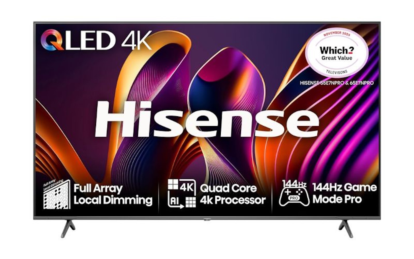 Hisense 55 Inch 144Hz 4K QLED Smart Gaming TV 55E7NQTUK PRO