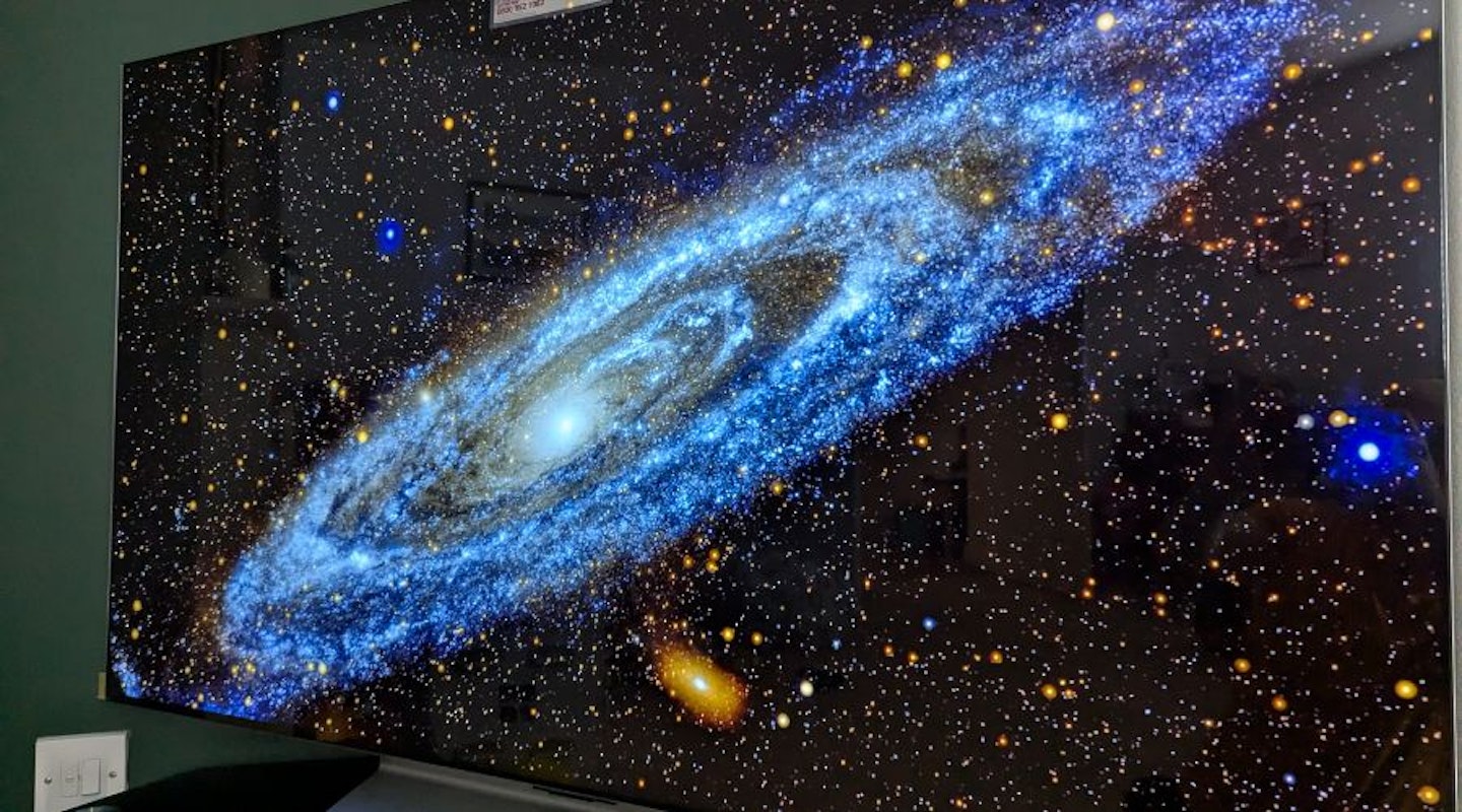 spiral galaxy image on an LG C2 TV