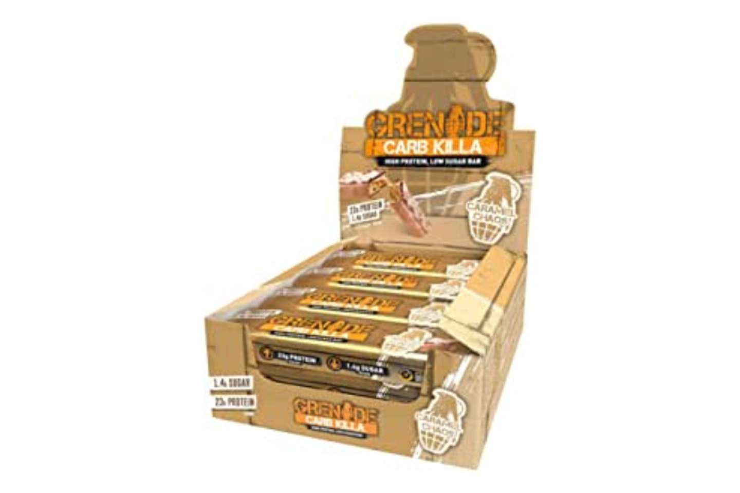 Grenade High Protein and Low Carb Bar - Caramel Chaos, 12 x 60g