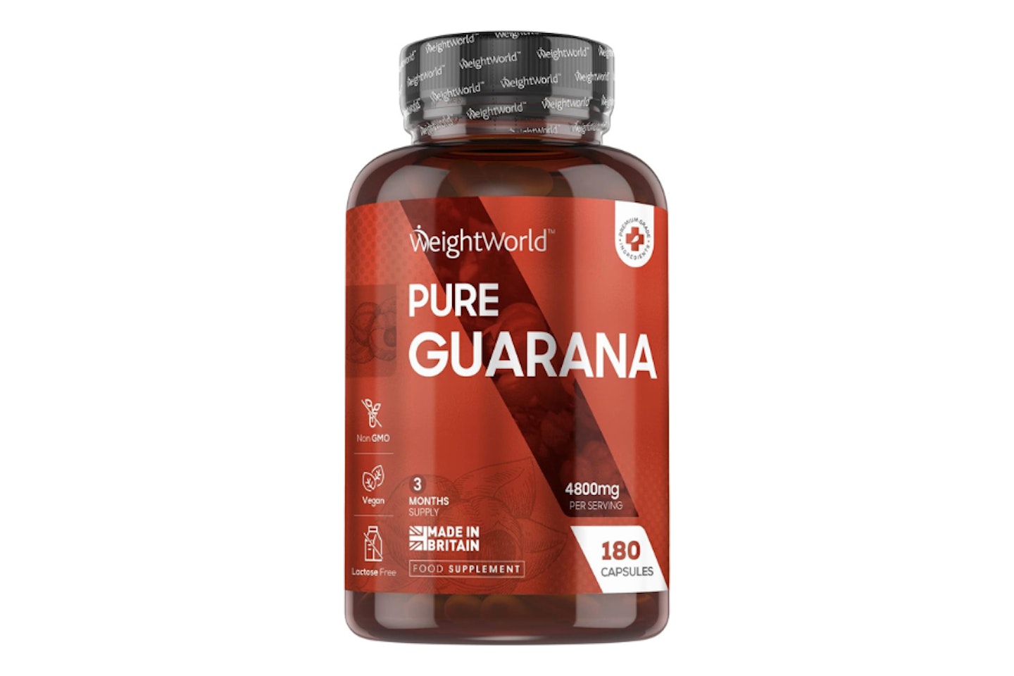 Guarana Capsules 4800mg - 180 Vegan Capsules (3 Month Supply) - Natural Caffeine Supplement