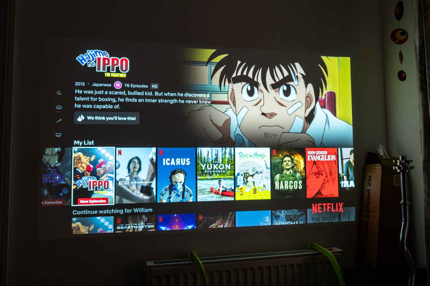 XGIMI HORIZON Pro 4K Projector showing Netflix