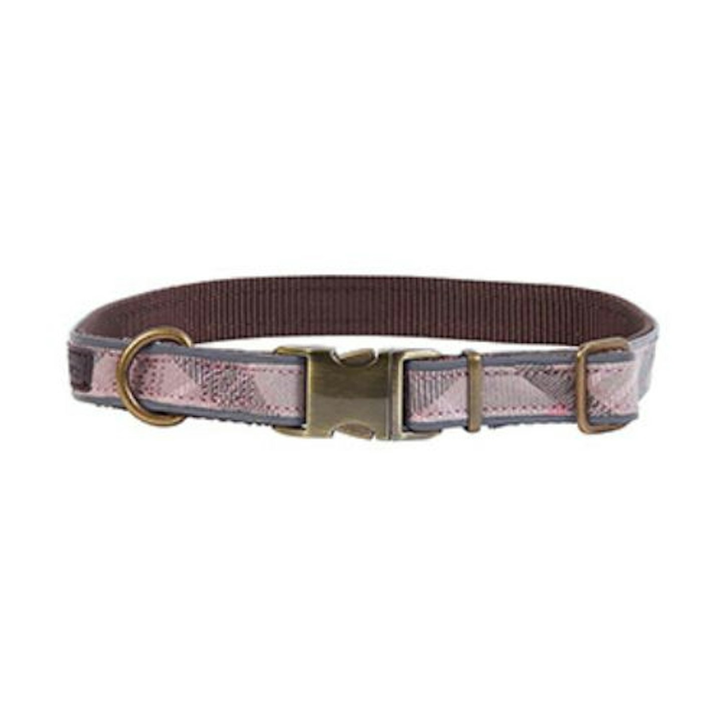 Barbour Reflective Dog Collar Tartan Pink