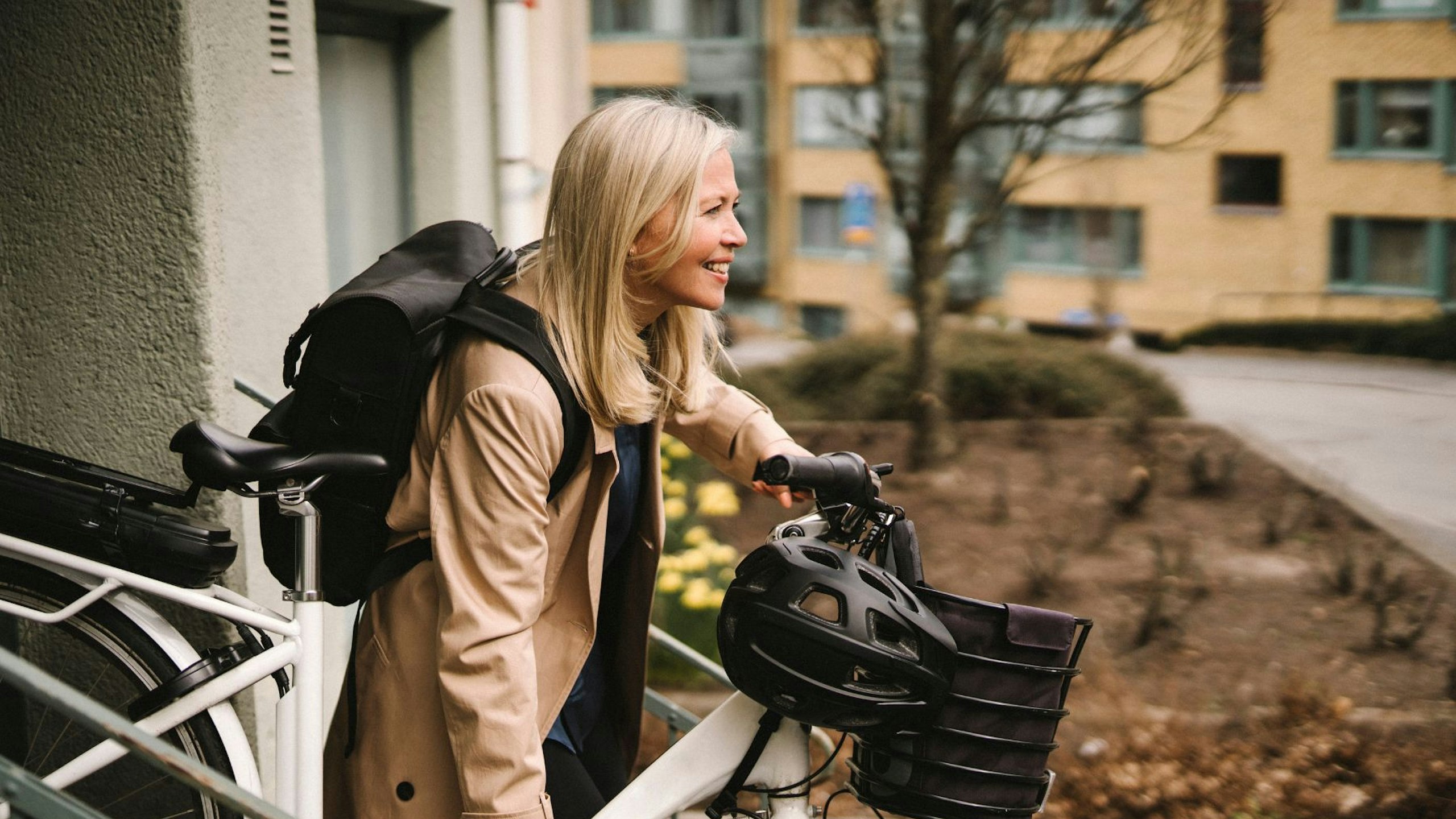 Person setting off from home on their eBike
