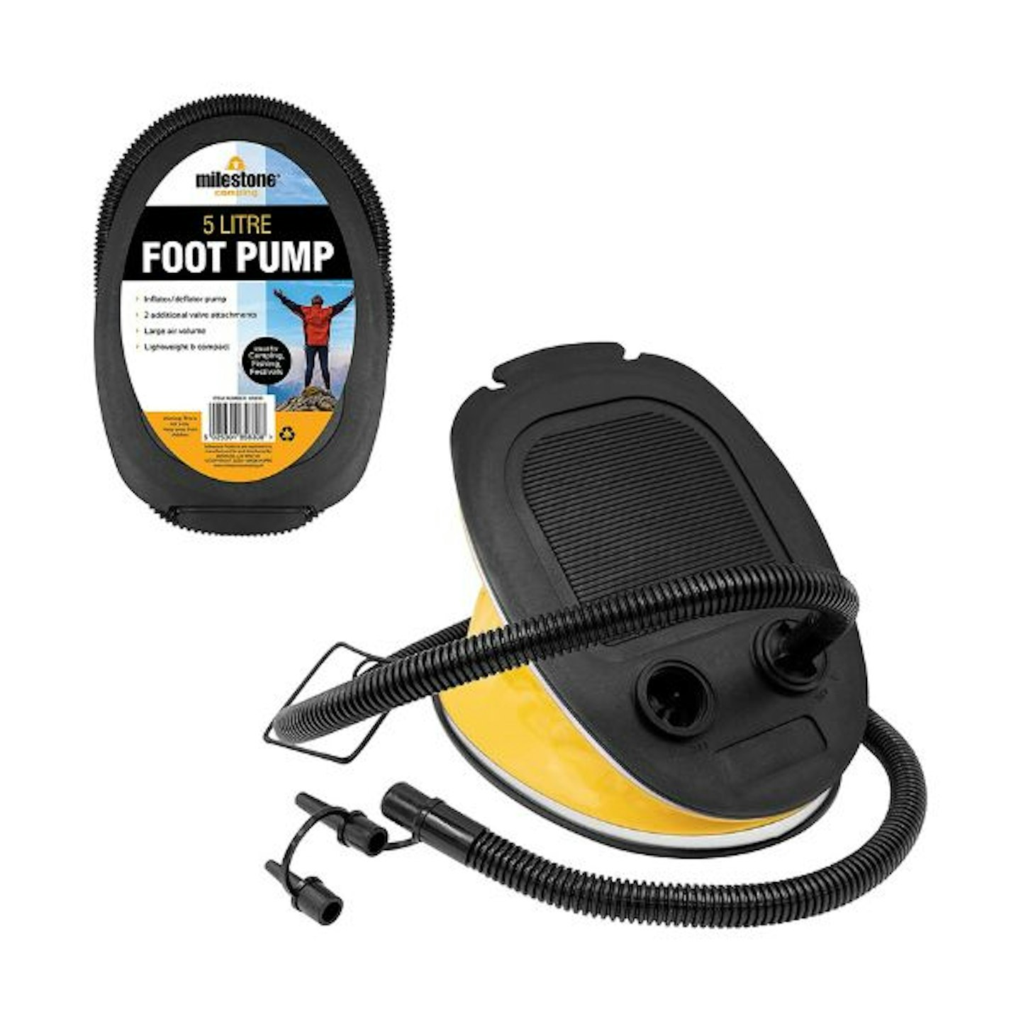 Milestone Camping 85830 5-Litre Foot Operated Air Pump