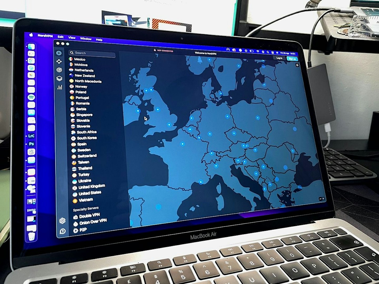 NordVPN application screen on an Apple MacBook Air