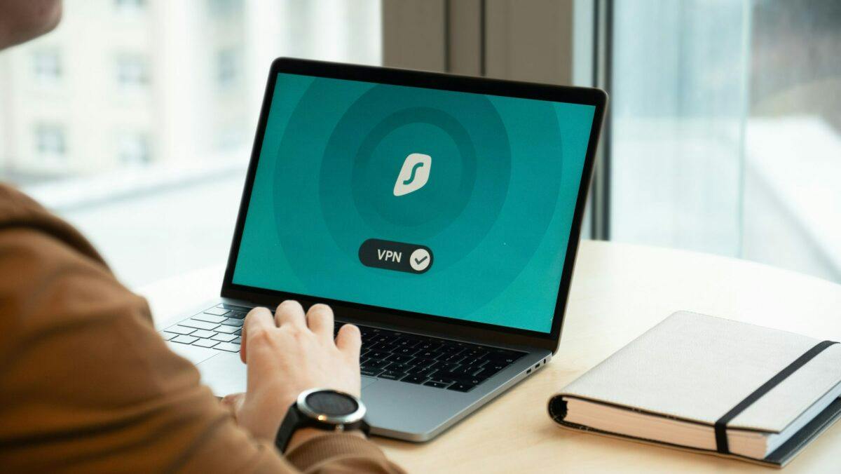 A person using a VPN for their laptop