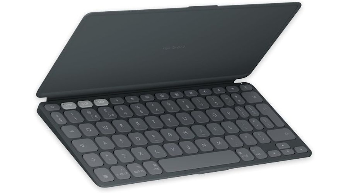 Logitech Keys-To-Go 2 Portable Wireless iPad Keyboard With Built-in Cover, Slim, Compact Wireless Keyboard for iPad, iPhone, Mac, Apple TV, Easily Switch Between Devices, QWERTY UK Layout - Graphite