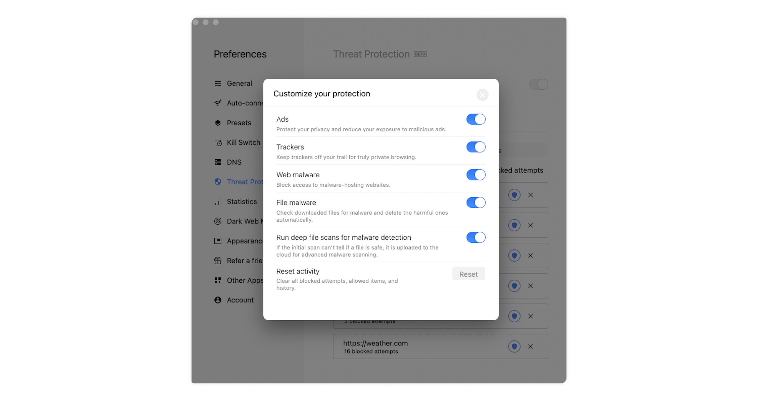 NordVPN settings