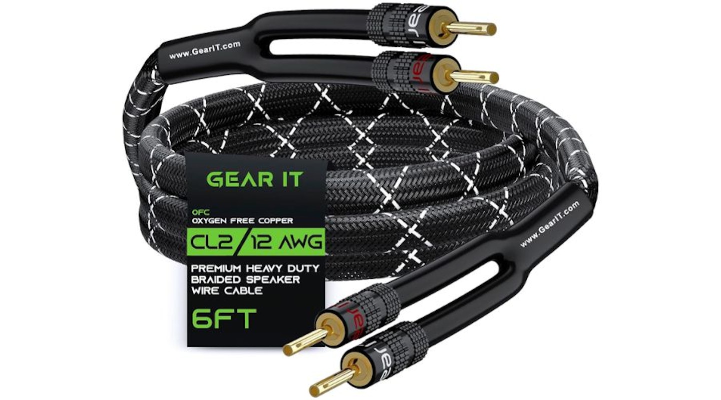 GearIT 12AWG Speaker Cable Wire with Gold-Plated Banana Tip Plugs