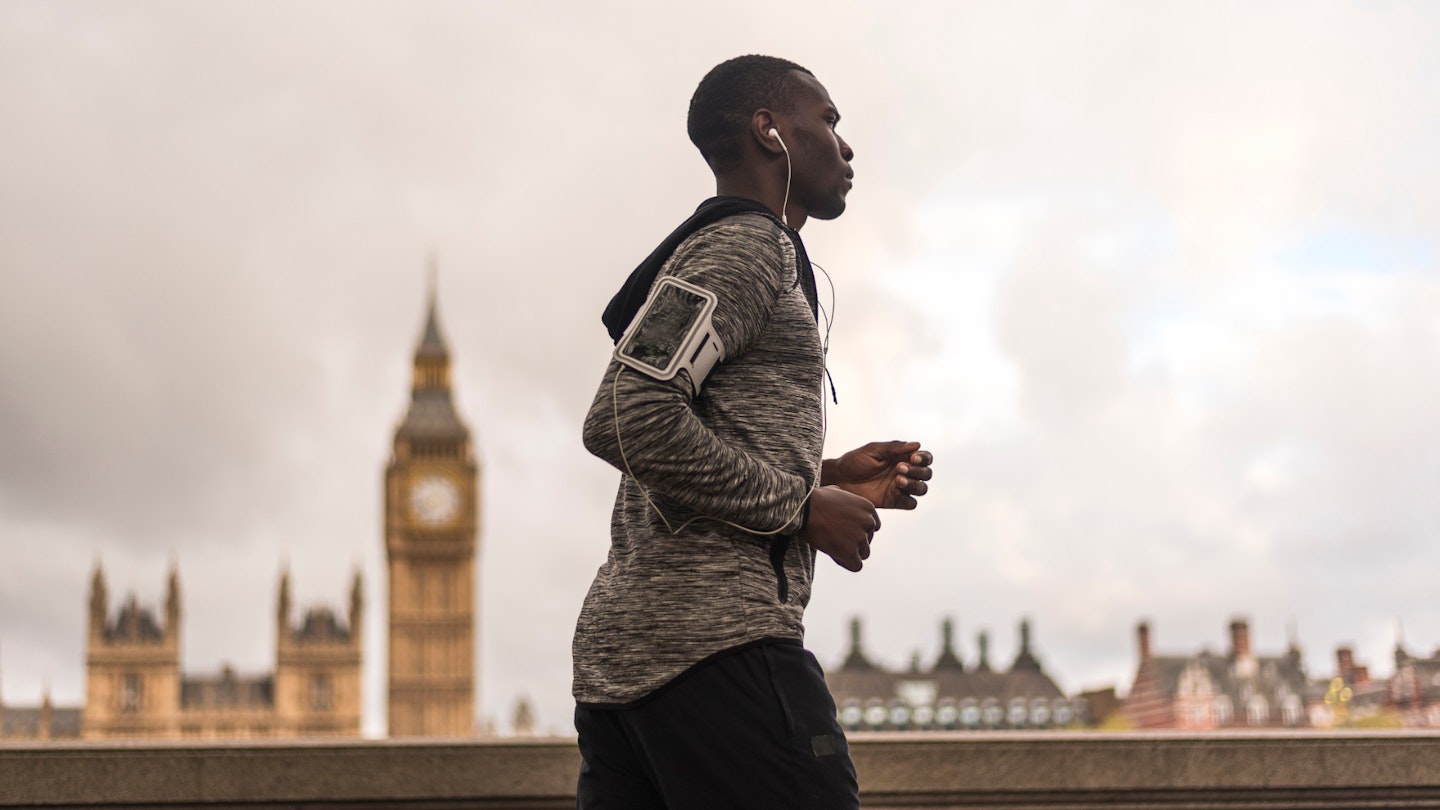 A man running in one of the UK's fittest cities, London. Image Credits: Getty Images.