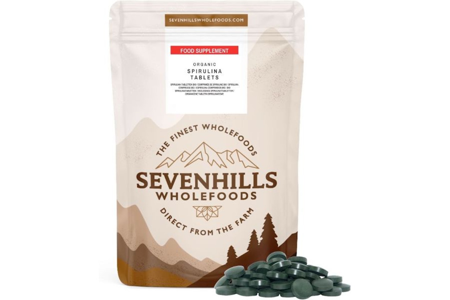 Sevenhills Wholefoods Organic Spirulina 500mg Tablets Pack of 2000, 1kg