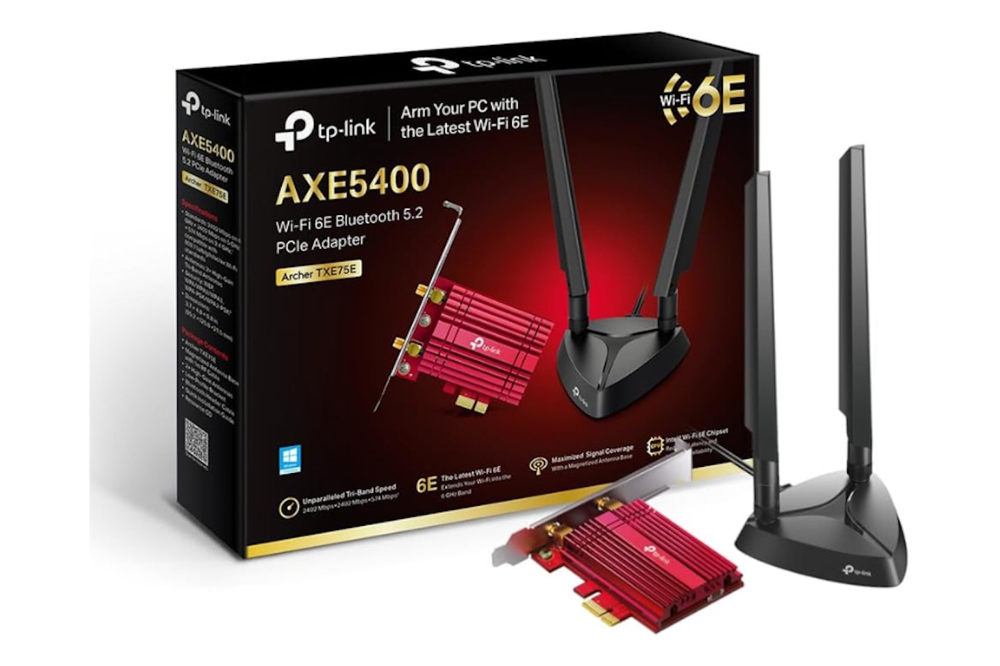 TP-Link AXE5400 Tri-Band Wi-Fi 6E Bluetooth 5.2 PCI Express Adapter  - possibly the best wifi card for gaming