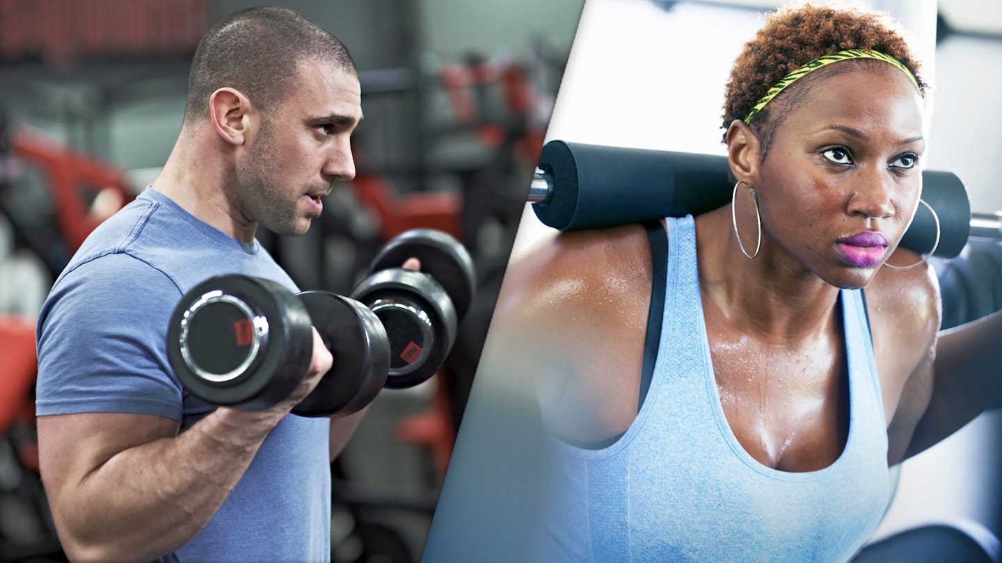 Resistance training complete guide - man and woman training with weights