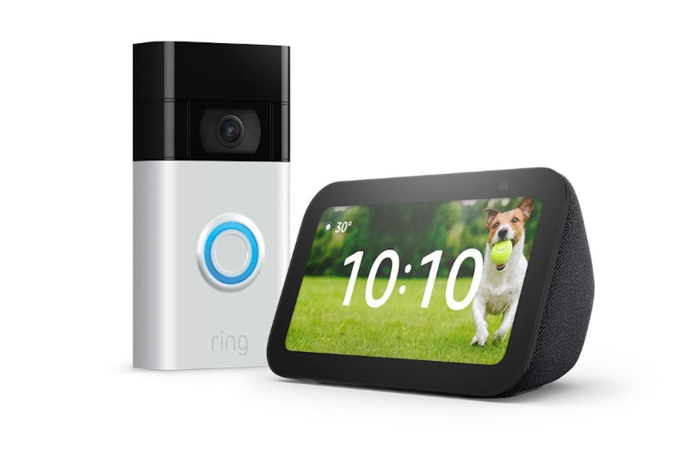 A RING VIDEO DOORBELL AND AN AMAZON ECHO SHOW