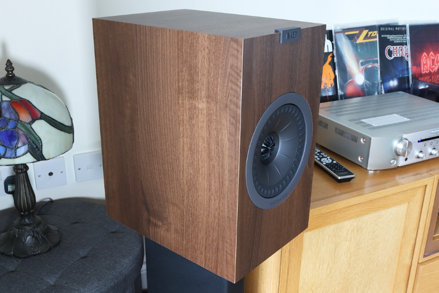 KEF speaker and an amp